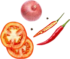 Tomato, chilli and onion | Image for Food Chakra – Trusted Catering Services in Kolkata